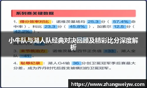 MILE米乐官网小牛队与湖人队经典对决回顾及精彩比分深度解析